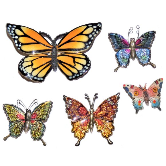 Jewelry - Vintage Butterfly Brooch Pins Colorful Enamel